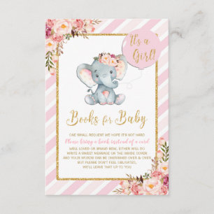 Recepción Elefante floral rosa Baby Shower trae tarjeta de l