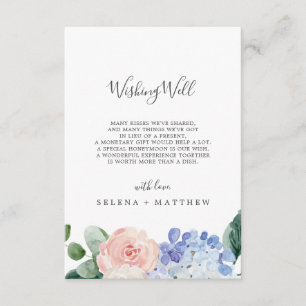 Recepción Elegante Blue Hydrangea Boda Deseando Tarjeta de B