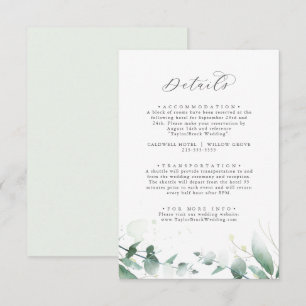 Recepción Elegante Boda de Verdor Detalles Tarjeta de Gabine