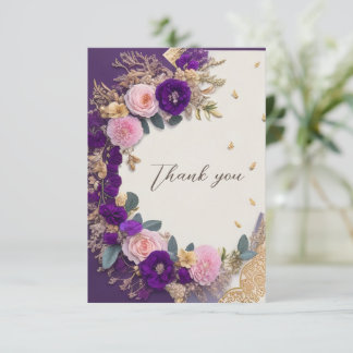 Recepción Elegante Funeral de Flor Púrpura Tarjeta de agrade