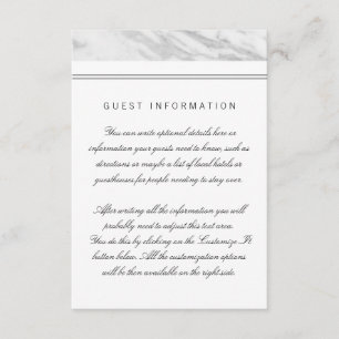Recepción Elegante Moda Boda de mármol gris blanco Tarjeta d