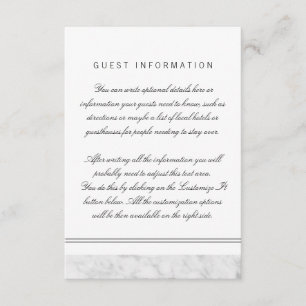 Recepción Elegante Moda Boda de mármol gris blanco Tarjeta d