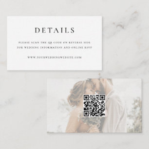 Recepción Elegante Moderno Código QR Tarjeta de Boda Mini