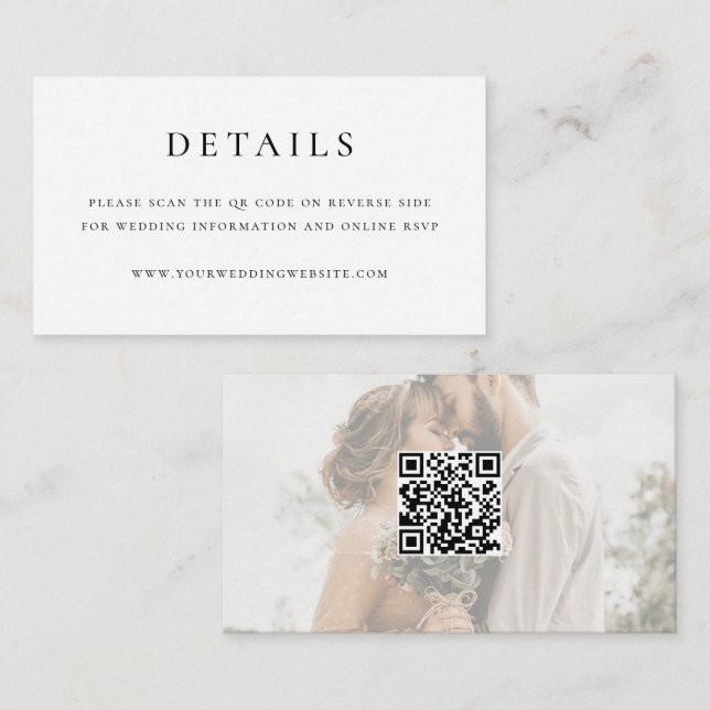 Recepción Elegante Moderno Código QR Tarjeta de Boda Mini (Anverso / Reverso)