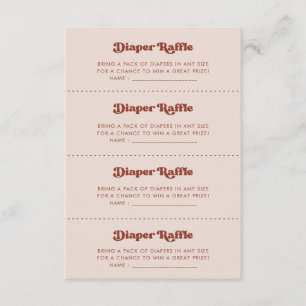 Recepción Elegante retro Peach Pink Diaper Raffle tarjeta de