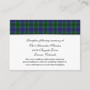 Recepción Elegante Scott Clan Plaid Boda Tarjeta de Gabinete