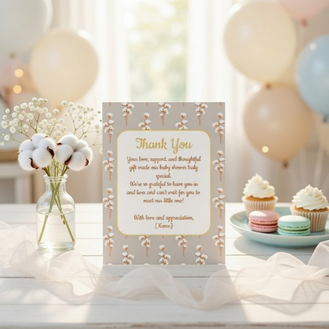 Recepción Elegante tarjeta de agradecimiento de Baby Shower  (Subido por el creador)