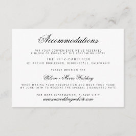 Recepción Elegante tarjeta de alojamiento Boda con guión ele