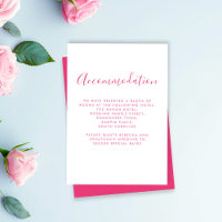 Elegante Tarjeta de Alojamiento Boda Mínimo Rosa