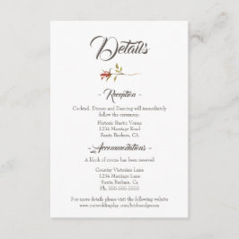 Recepción Elegante Tarjeta de Alojamiento Rústico de Boda de