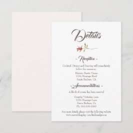 Recepción Elegante Tarjeta de Alojamiento Rústico de Boda de