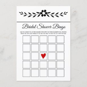Recepción Elegante tarjeta de bingo de flor blanca y negra