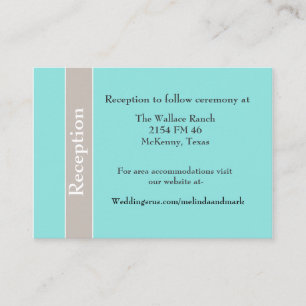 Recepción Elegante tarjeta de Boda Aqua Blue and Taupe
