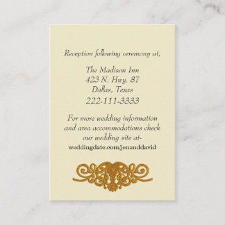 Recepción Elegante tarjeta de Boda de crema formal