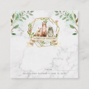 Recepción Elegante tarjeta de consejo Baby Shower Woodland