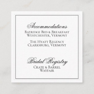 Recepción Elegante tarjeta de detalles de Boda blanco y negr