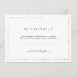 Recepción Elegante tarjeta de detalles de boda clásica vinta