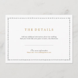 Recepción Elegante tarjeta de detalles de boda clásica vinta