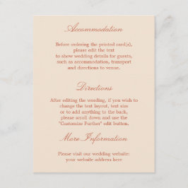Recepción Elegante tarjeta de detalles de Boda de escritura 