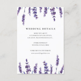 Recepción Elegante tarjeta de detalles de boda de lavanda fl