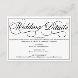 Recepción Elegante tarjeta de detalles de Boda formal blanco