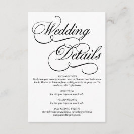 Recepción Elegante tarjeta de detalles de Boda formal blanco
