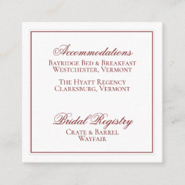Recepción Elegante Tarjeta de detalles de Boda rojo y blanco