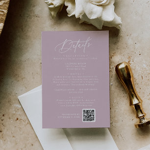 Recepción Elegante Tarjeta de detalles de Boda rosa Charm Li