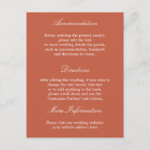 Elegante tarjeta de detalles de Boda Terracotta