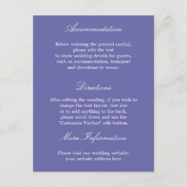 Recepción Elegante tarjeta de detalles del Boda de Lavanda
