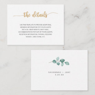 Recepción Elegante tarjeta de detalles del boda Eucalyptus G