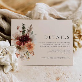Recepción Elegante tarjeta de detalles del Boda floral de Bo