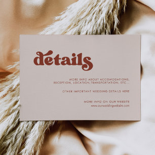 Recepción Elegante tarjeta de detalles del boda rosa de melo
