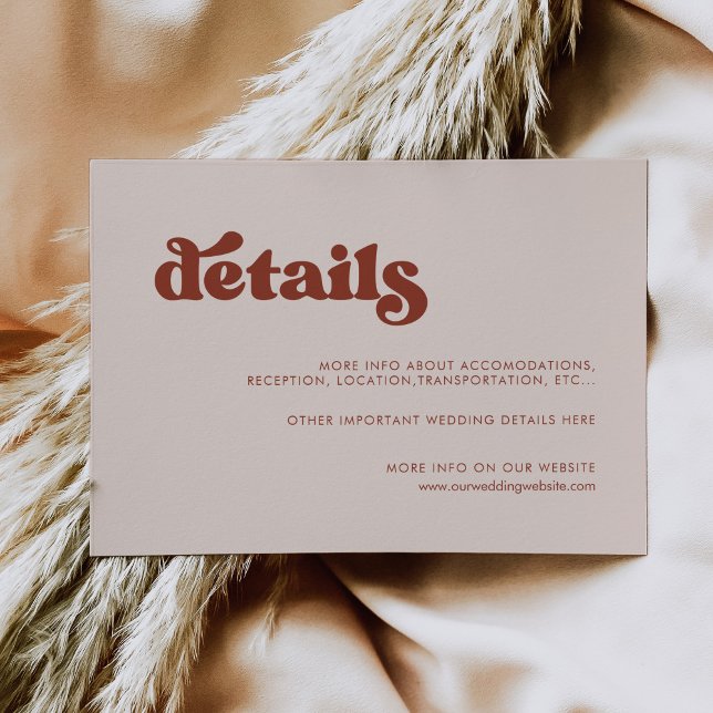 Recepción Elegante tarjeta de detalles del boda rosa de melo (Subido por el creador)