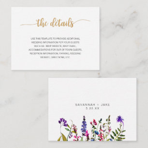 Recepción Elegante tarjeta de detalles del boda Wildflower G