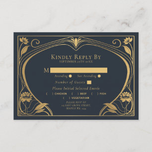 Recepción Elegante Tarjeta de Gabinete Boda de Art Nouveau L