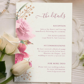 Recepción Elegante Tarjeta de Gabinete Boda de oro de Floral
