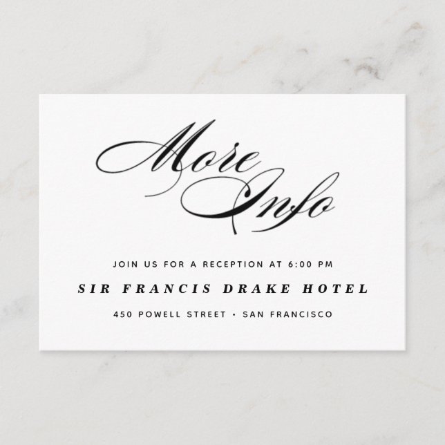 Recepción Elegante tarjeta de gabinete de boda (Anverso)