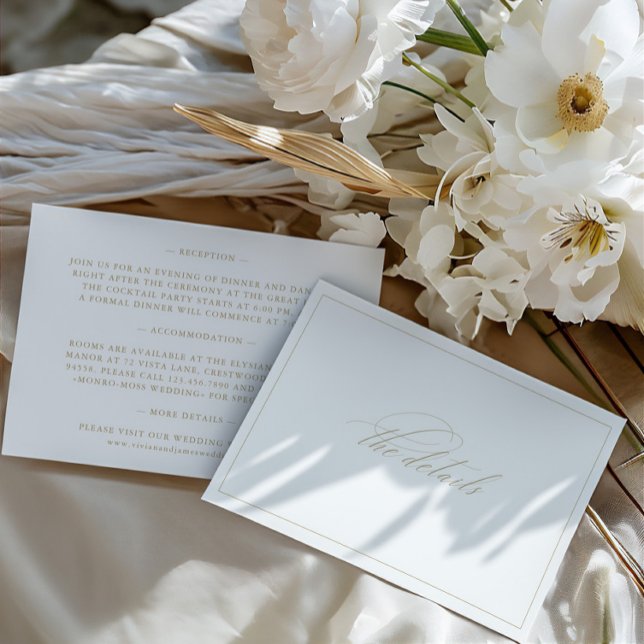 Recepción Elegante tarjeta de gabinete de detalles de Boda b (Elegant White Wedding Details Enclosure Card)