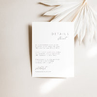 Elegante tarjeta de gabinete de detalles de Boda M