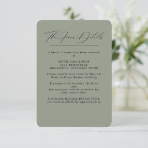 Recepción Elegante tarjeta de gabinete de detalles de Boda v