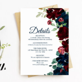 Recepción Elegante Tarjeta de Gabinete de Detalles de Borgoñ