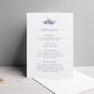Recepción Elegante tarjeta de gabinete floral azul francés d
