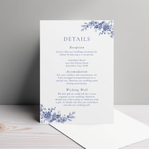 Recepción Elegante tarjeta de gabinete floral azul francés d