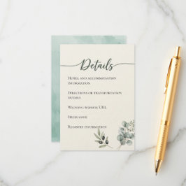 Recepción Elegante tarjeta de gabinete para el Boda Eucalypt