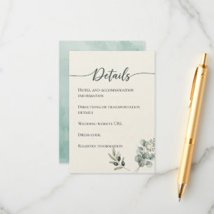 Recepción Elegante tarjeta de gabinete para el Boda Eucalypt