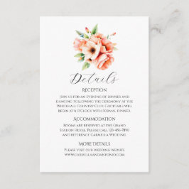 Recepción Elegante tarjeta de gabinete plana floral Rubor Pe