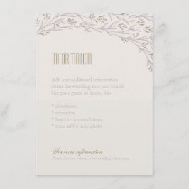 Recepción Elegante tarjeta de información boda rústico flora