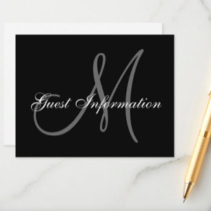 Recepción Elegante Tarjeta de Información de Boda con Monogr