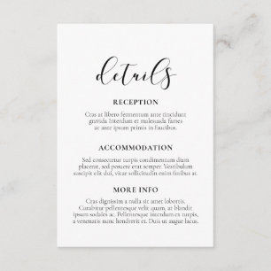 Recepción Elegante tarjeta de información de boda de diseño